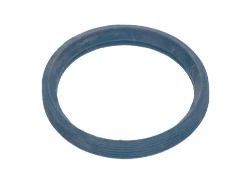 Blaue Dichtung von Bosch in Form eines flachen Rings, mit einer strukturierten Oberfläche und einem gleichmäßigen Durchmesser.